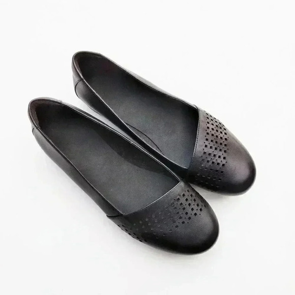 Abeo Fleur Pro 24/7 Womens Black Leather Perforated Comfort Flats Size 7… - Picture 1 of 10